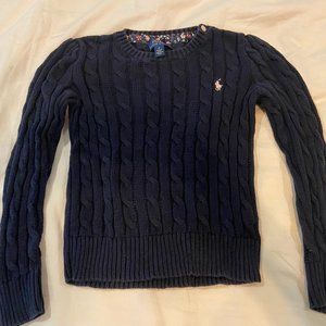 Classic Ralph Lauren Cable Sweater in Navy - Size 6